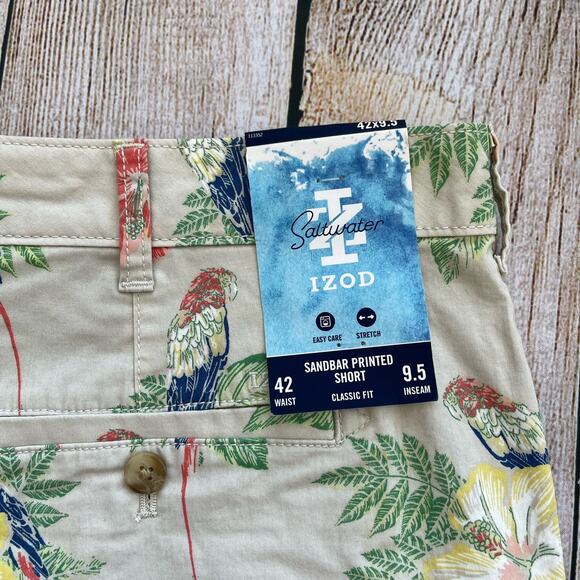 NWT Men's 42 IZOD Saltwater Sandbar Printed Flat Front Short - Picture 3 of 4